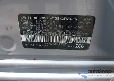 2017 Mitsubishi Outlander Es from USA, damaged, VIN JA4AZ2A35HZ030398